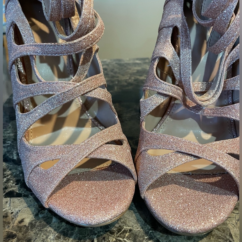 Angelica Glitter Cutout Heels - Pink 4.5" - Picture 7 of 10